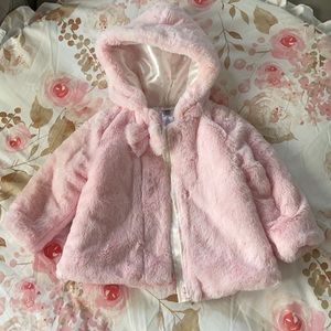 Pink faux fur jacket coat